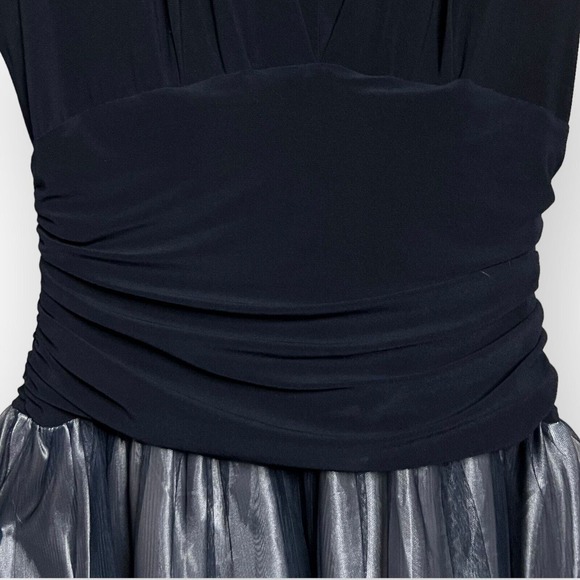 SLNY Navy Blue Fit and Flare Cocktail Dress Stretch Top Tulle Lace Skirt Size 4 - Picture 10 of 16